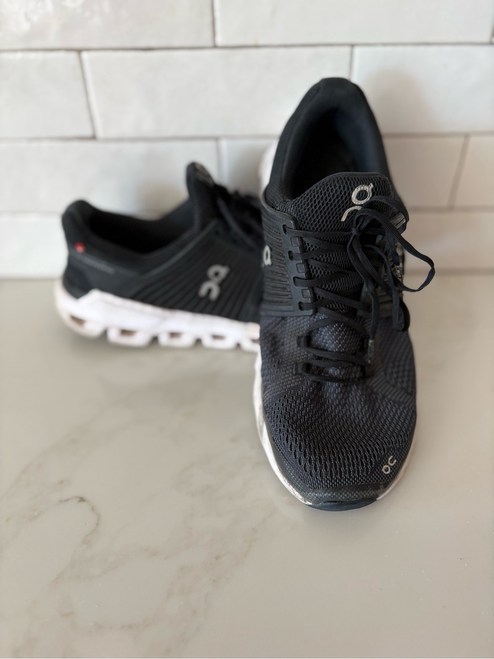 On Cloud Black and White Running Shoes